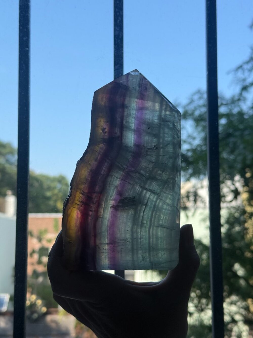 6” Rainbow Fluorite Freeform Crystal Tower 2.2 lb